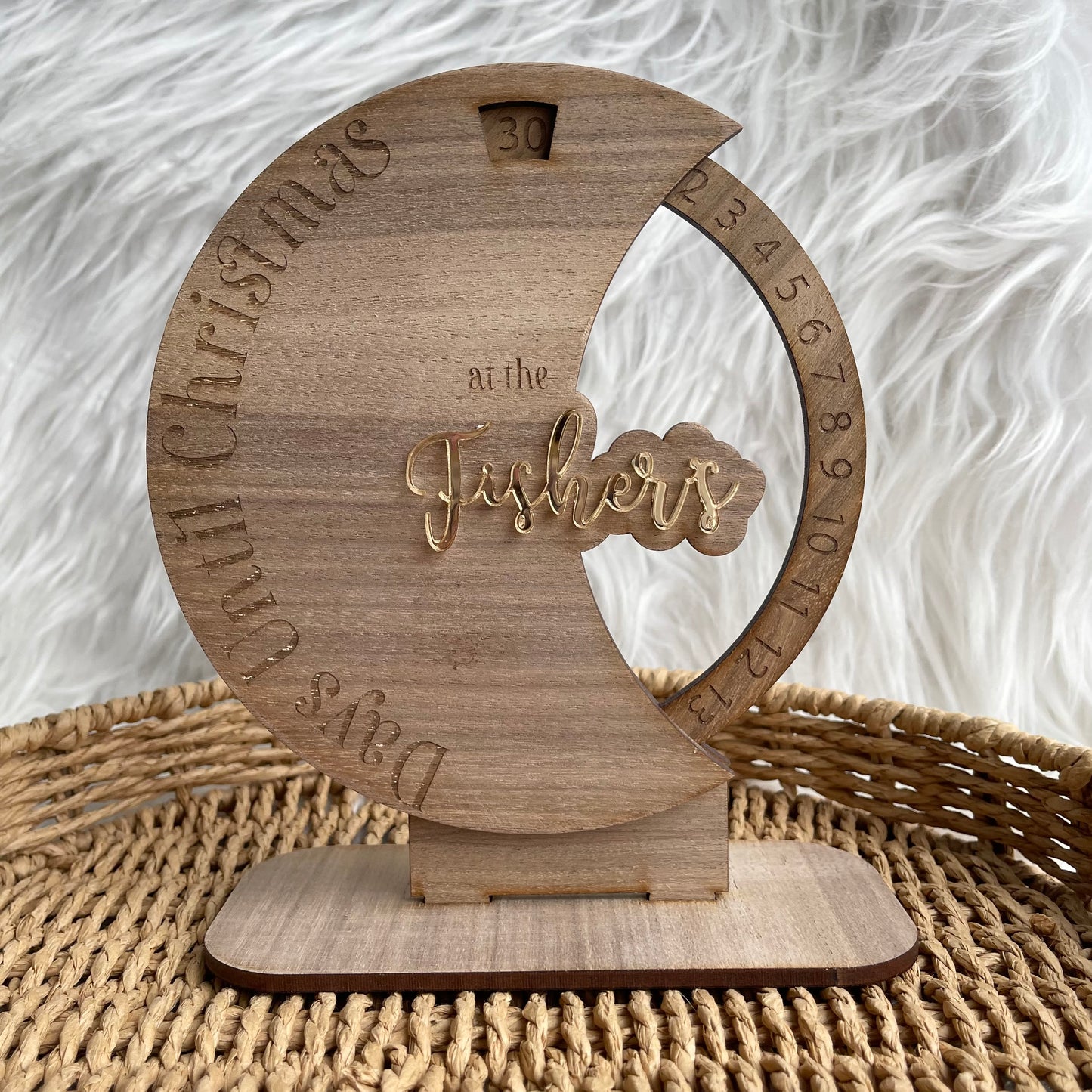 Oak Christmas countdown spinner (walnut veneer)