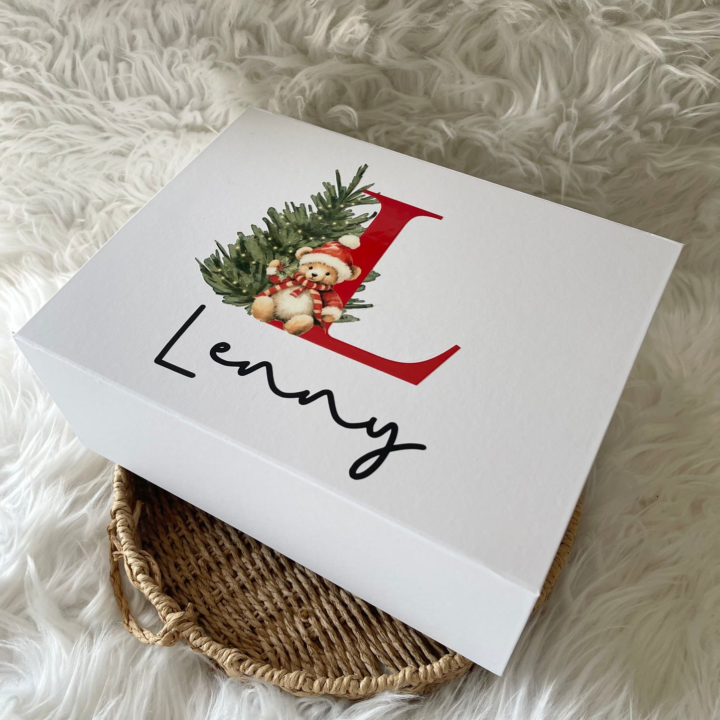 Christmas initial , magnet closure gift box /christmas eve box