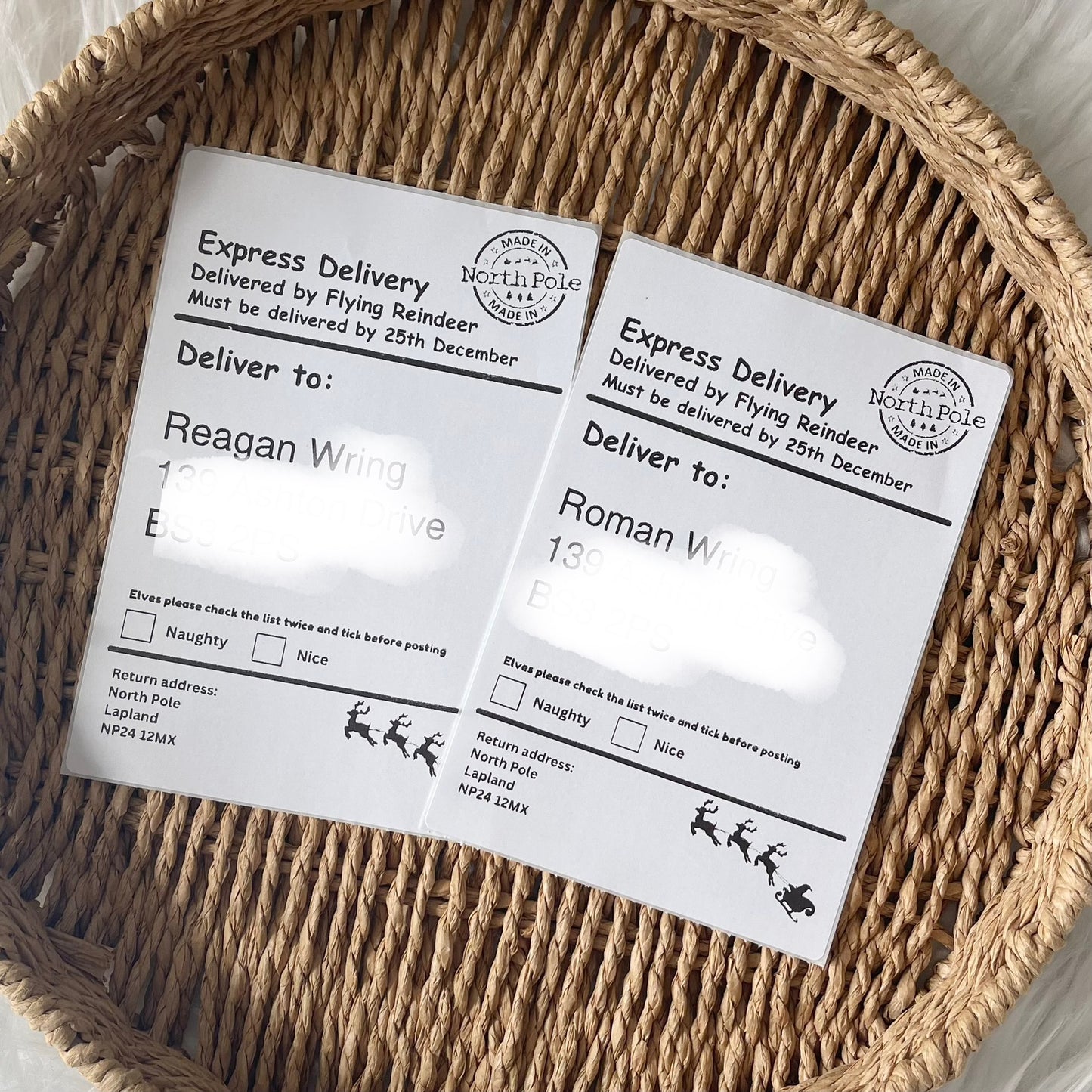 Flying reindeer Postage label