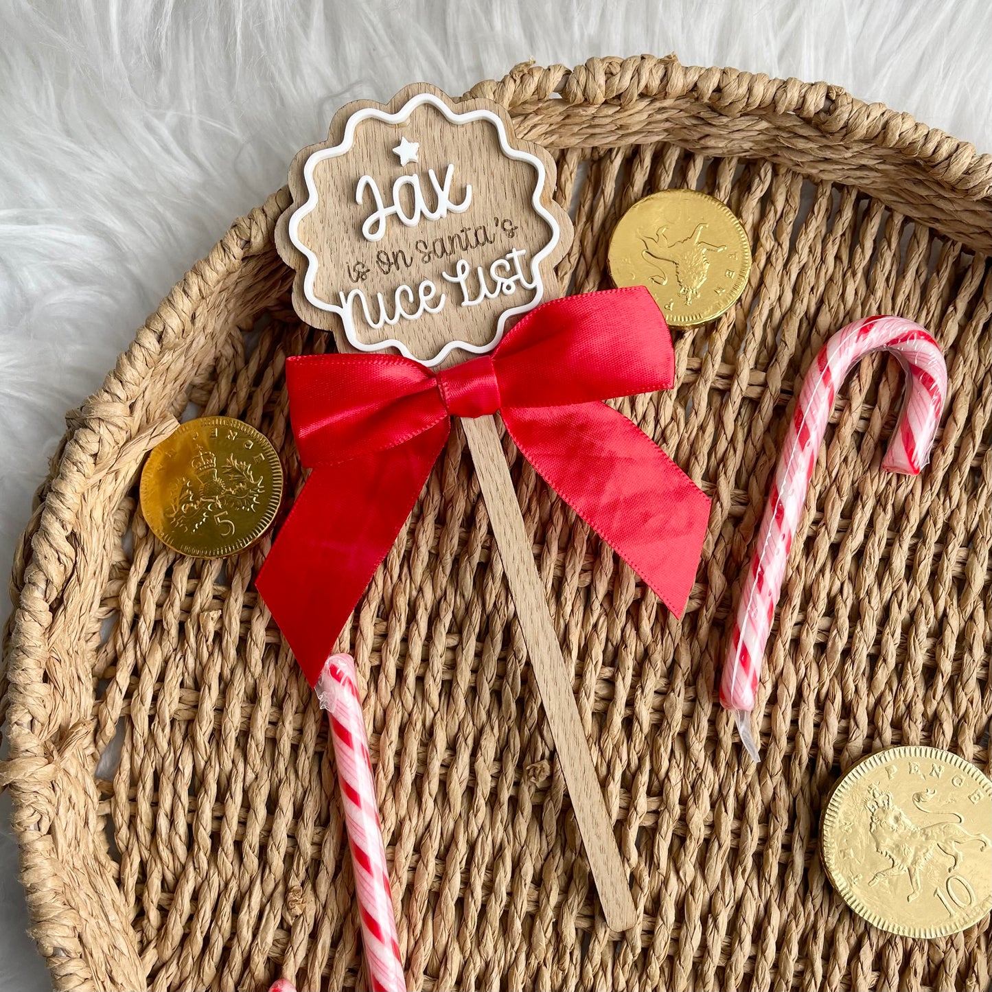 ‘Name’ is on the nice list wand oak/acrylic