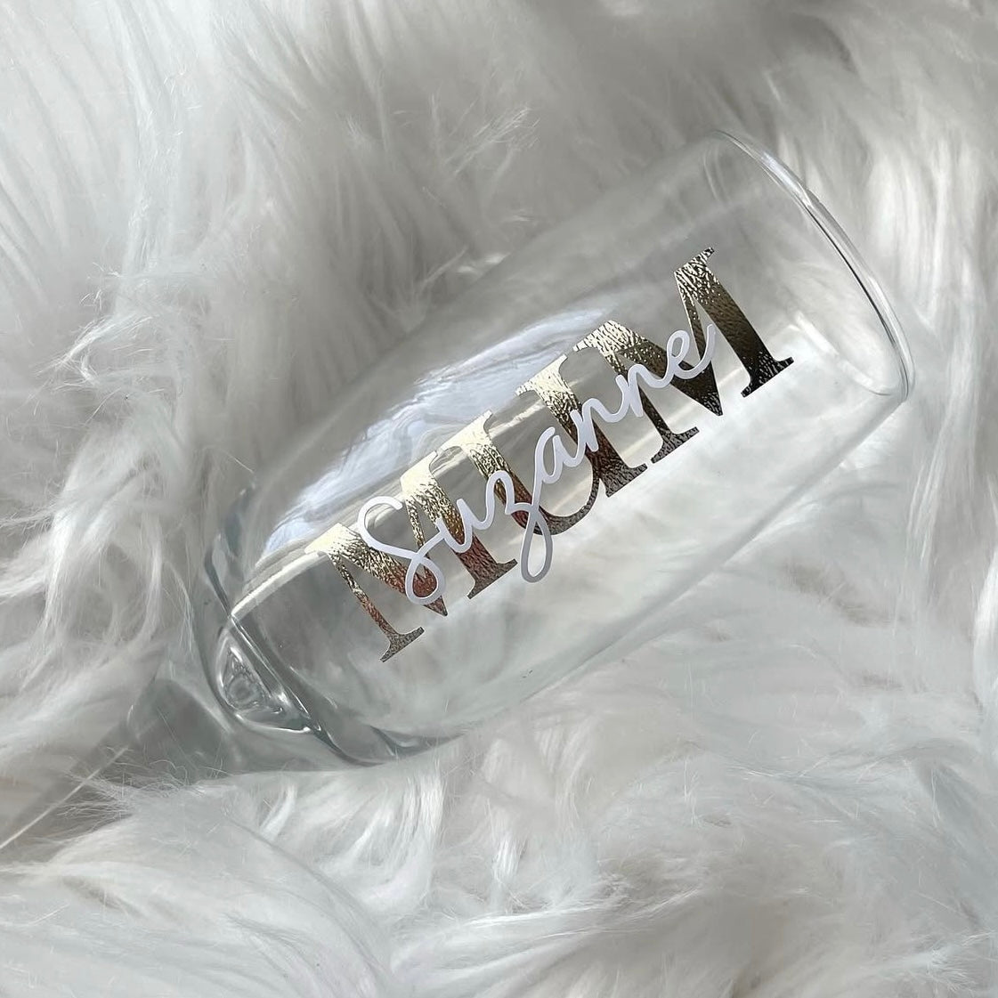 Textured name champagne flute