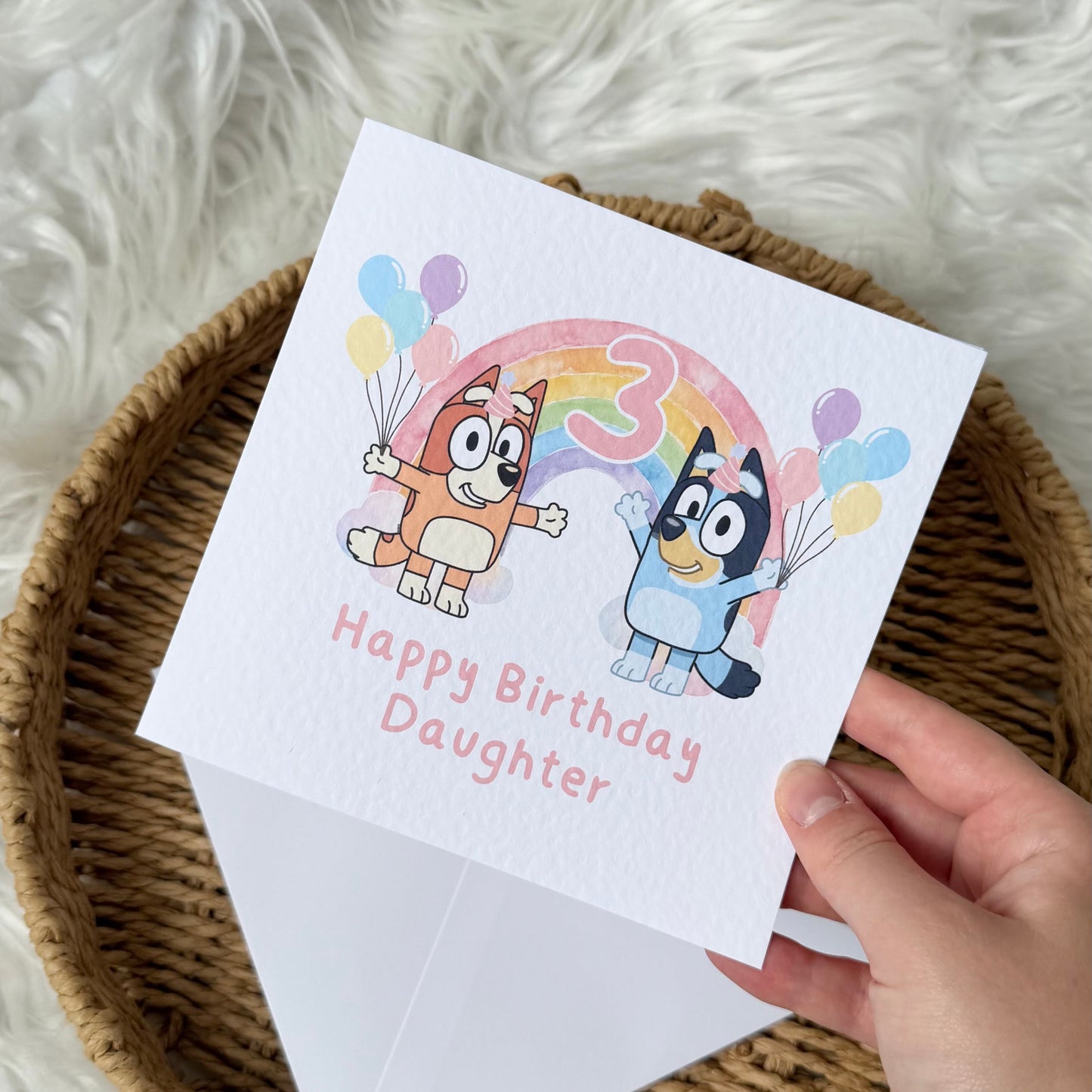 Rainbow Bluey birthday - Birthday Card
