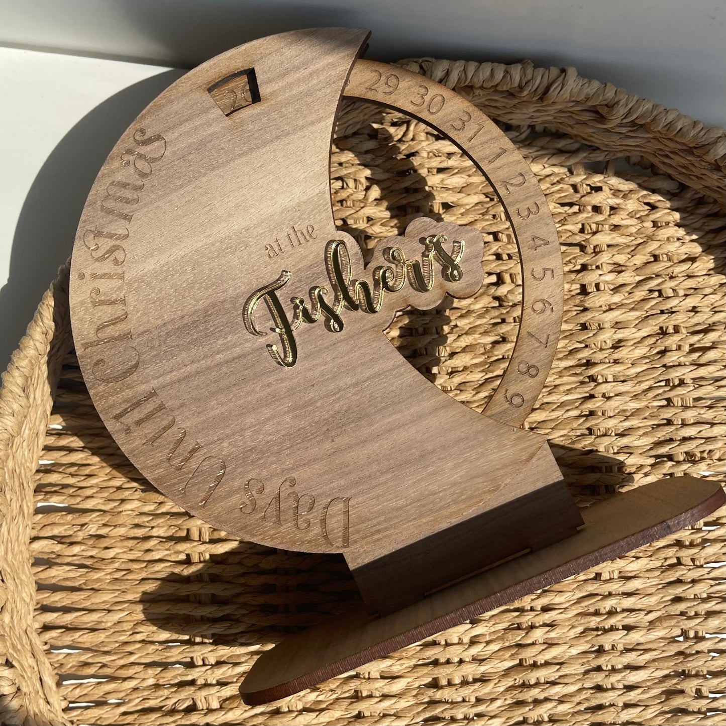 Oak Christmas countdown spinner (walnut veneer)