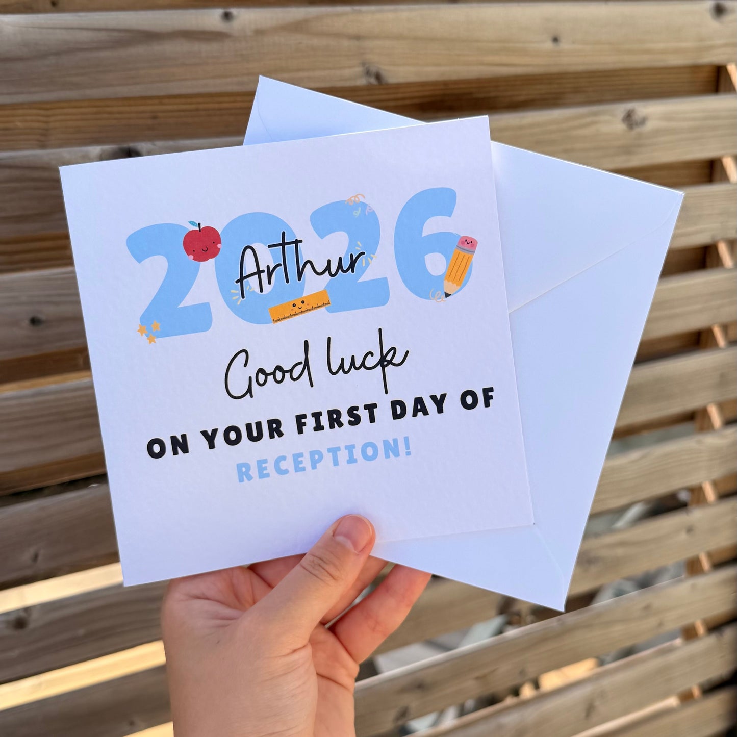 Good luck on your first day of… Back to school 6” card