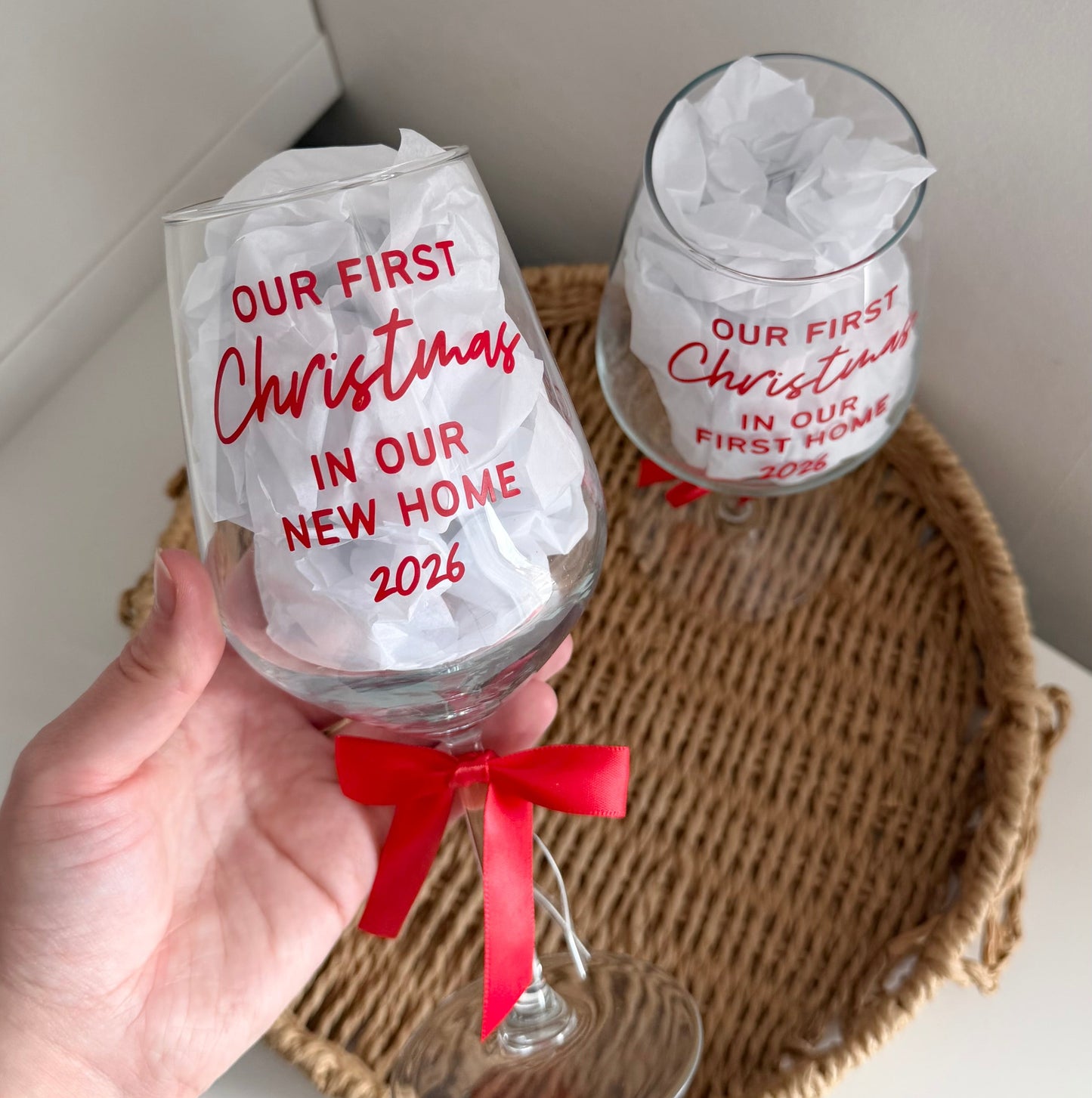 Our first Christmas in our… Wine glass