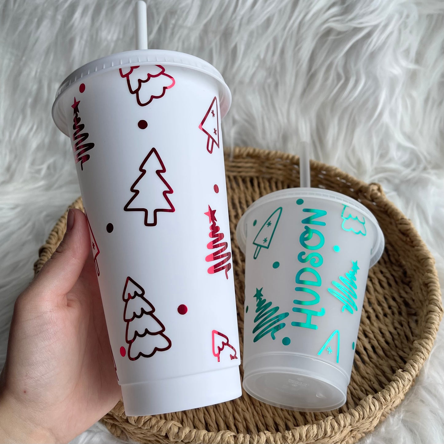 Christmas tree outline cold cup 24oz & 16oz