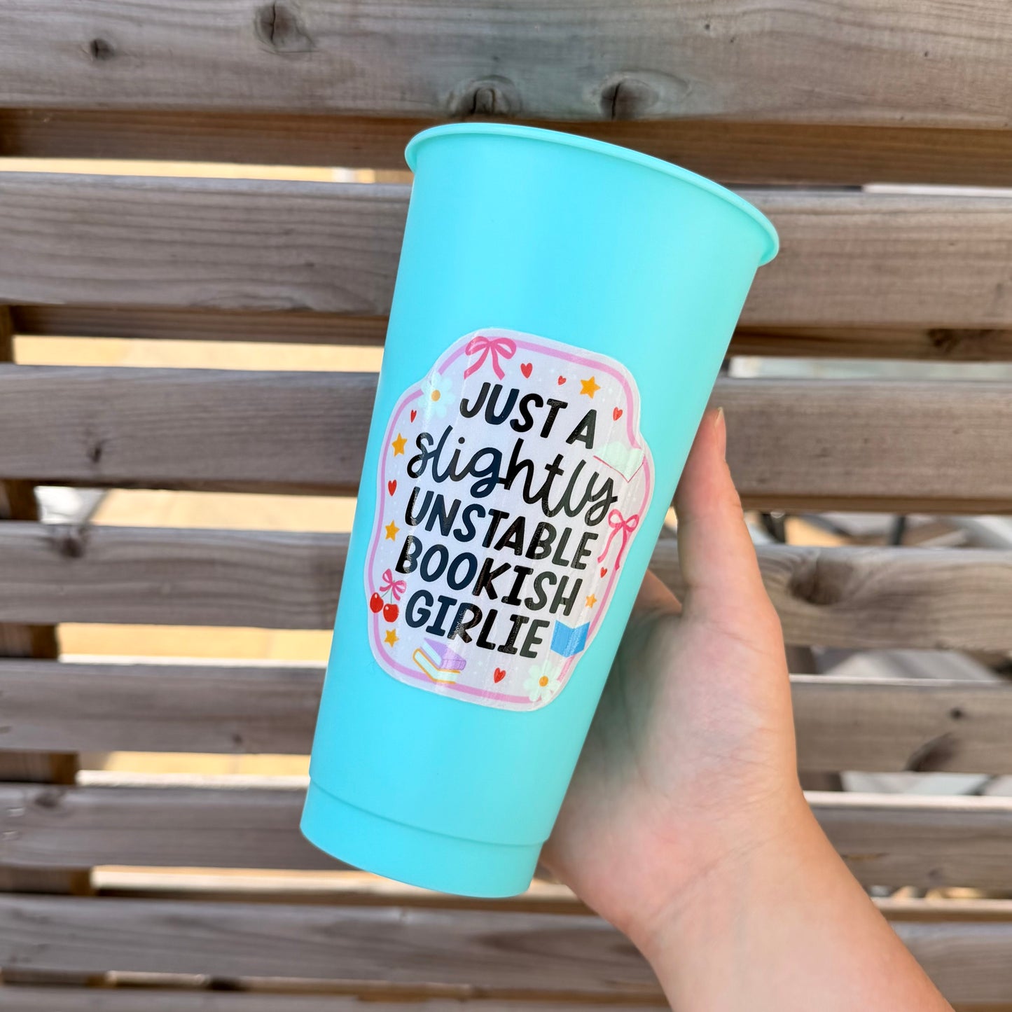 bookish girlie , 24oz cold cup (comes with lid & straw)