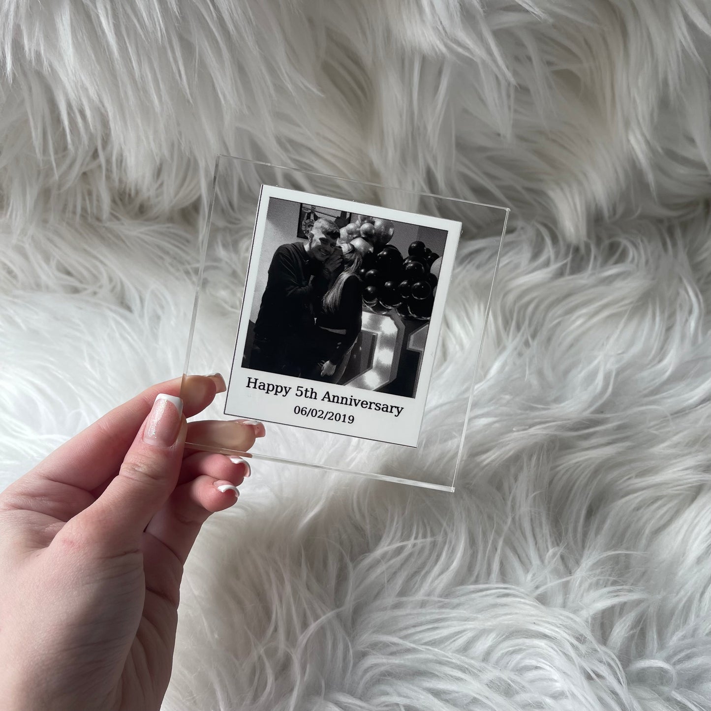 Free standing acrylic block with Polaroid image