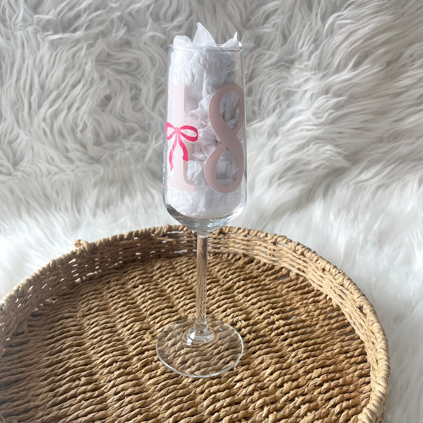 18 Bow birthday glass (RTS)