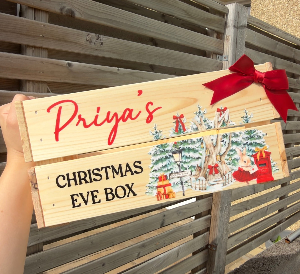 North Pole village - Red tutu bunny , Christmas Eve box / December Box