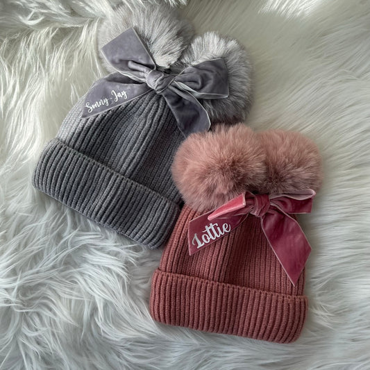 Double pom pom hat