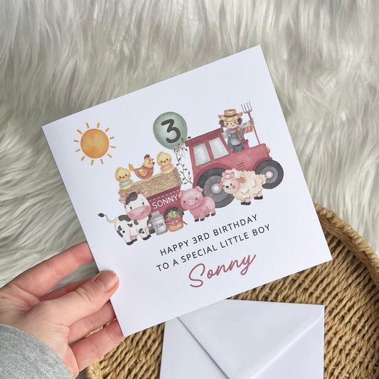 Red tractor - Birthday Card