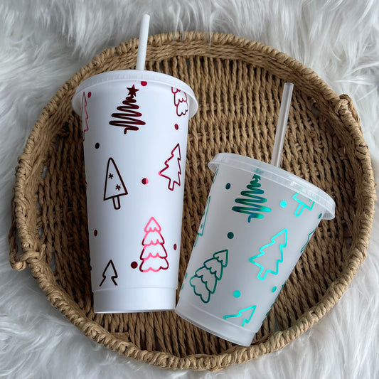 Christmas tree outline cold cup 24oz & 16oz