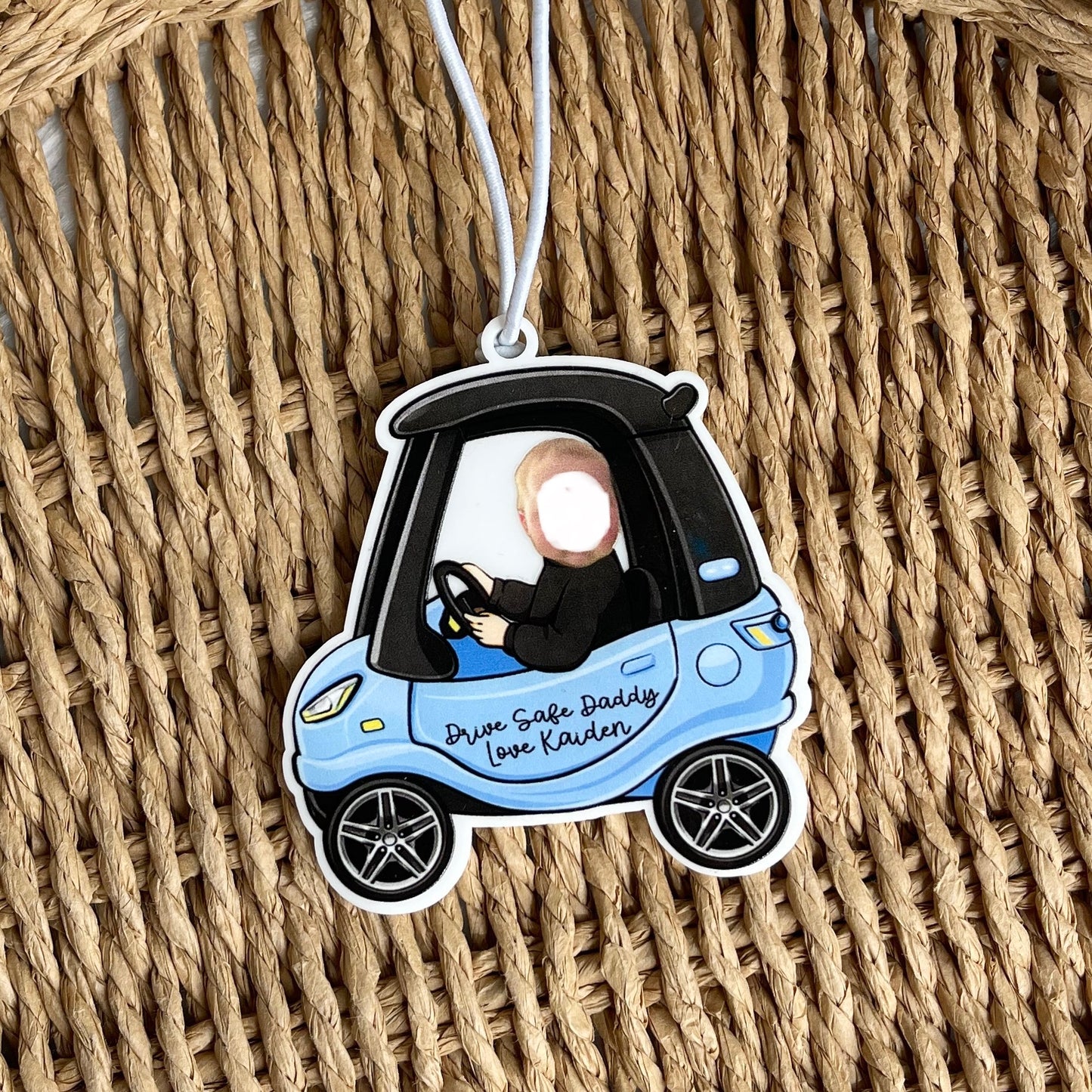 Personalised little car mirror decoration with face (upload image)