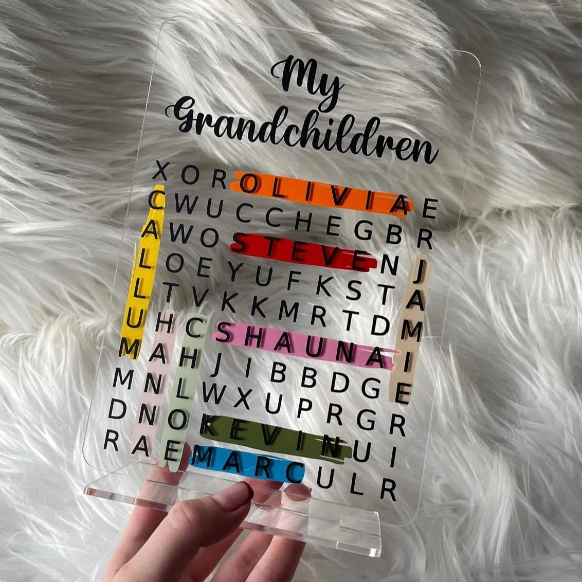 Word search acrylic plaque