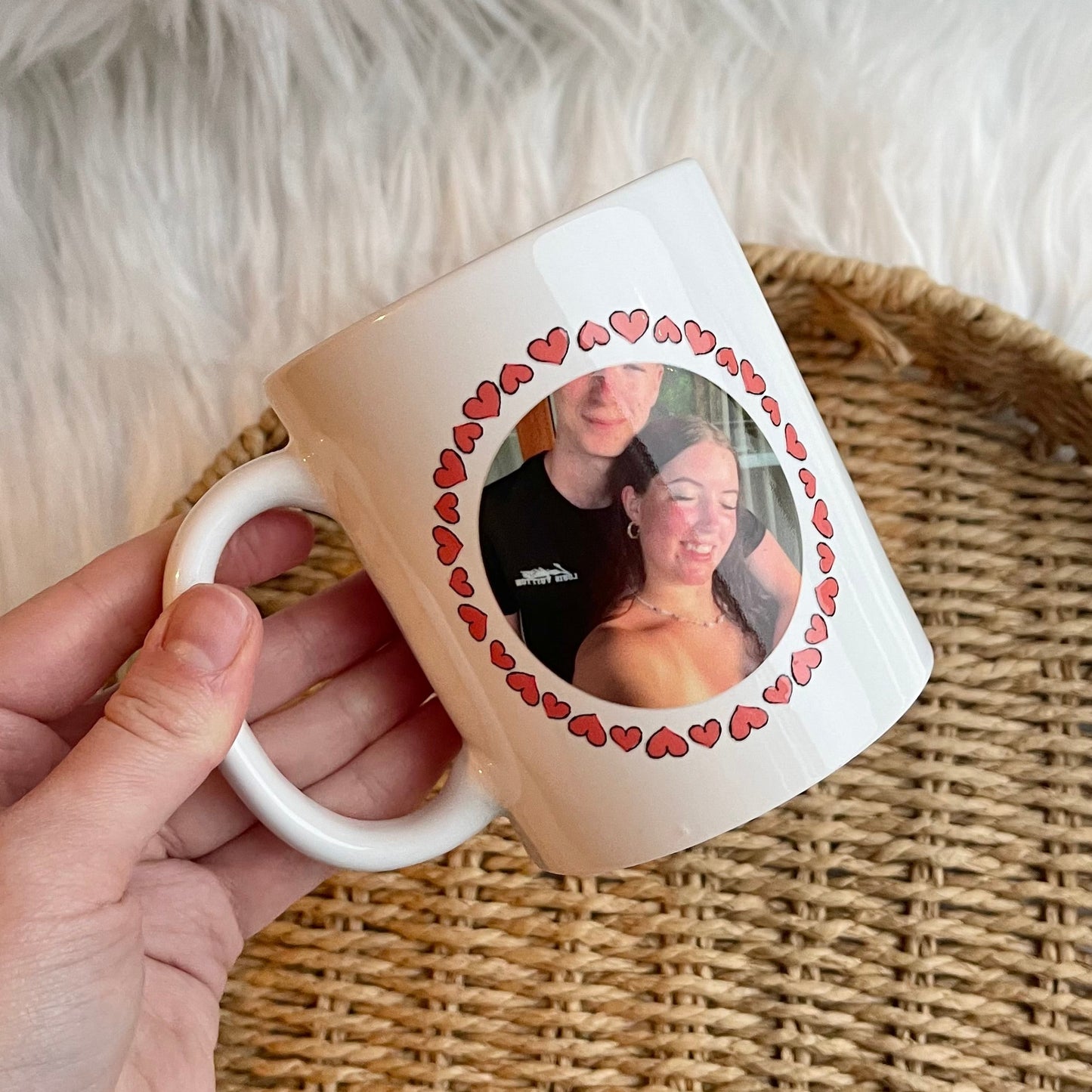 Round Heart frame photo mug