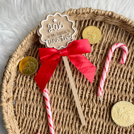 ‘Name’ is on the nice list wand oak/acrylic