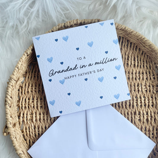 ‘In a million’ blue heart 6” Father’s Day card