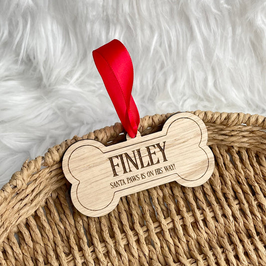 Dog bone tree decoration - Santa paws is on his way