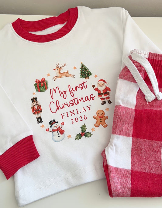 My first Christmas - Wreath - Pyjamas Or Romper