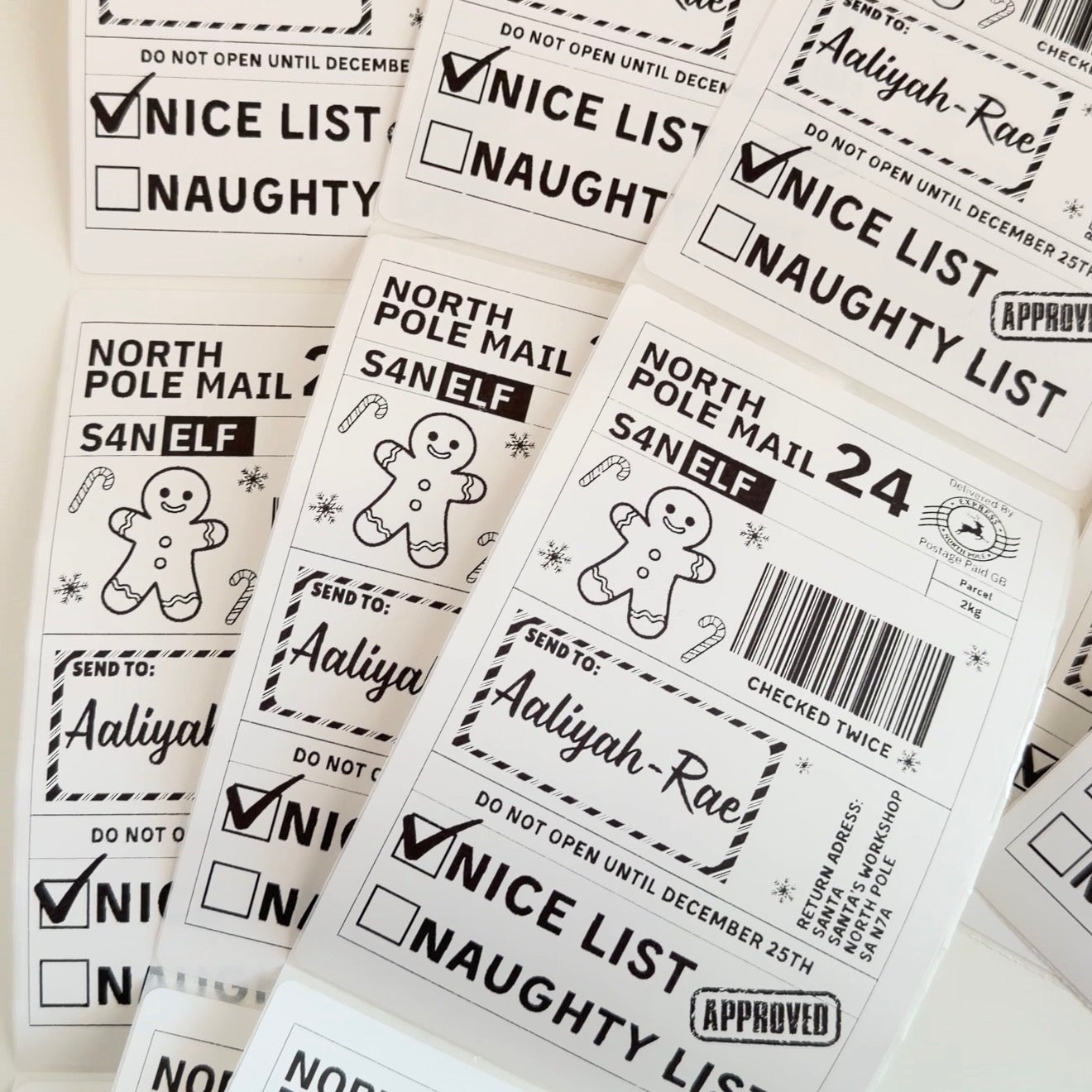X10 christmas present postage labels - 4 designs available