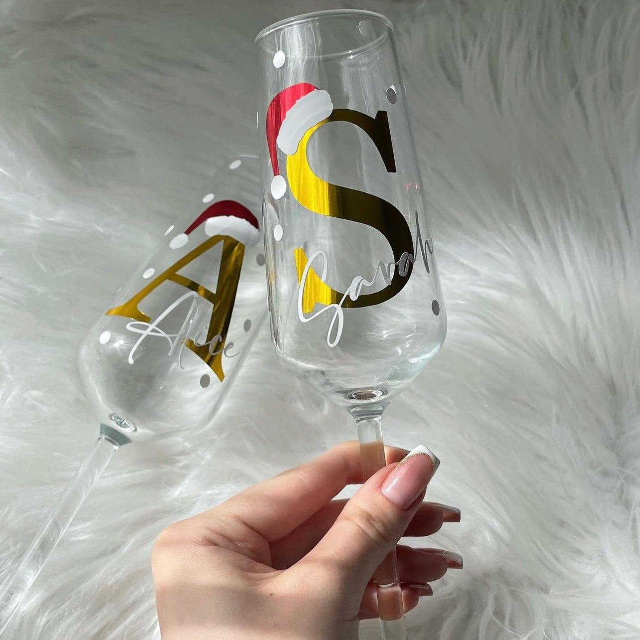 Christmas hat initial glass