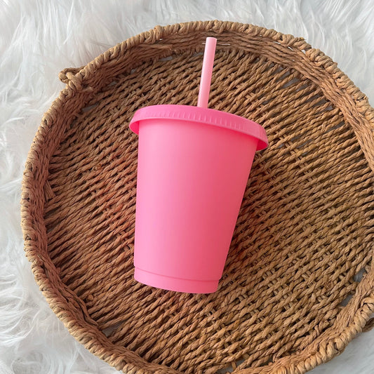 Fluorescent pink 16oz cold cup