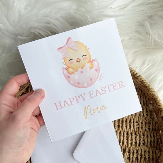 Pink Easter chick - 6” Card