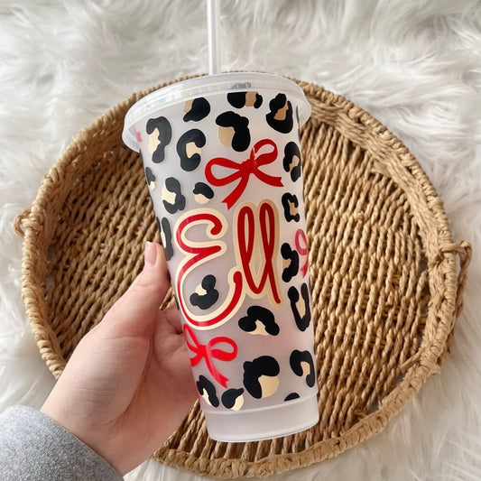 Leopard print / bow cold cup