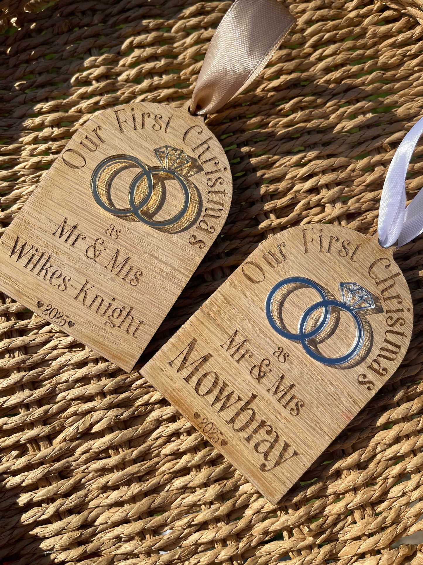 First Christmas married - engraved tree decoration