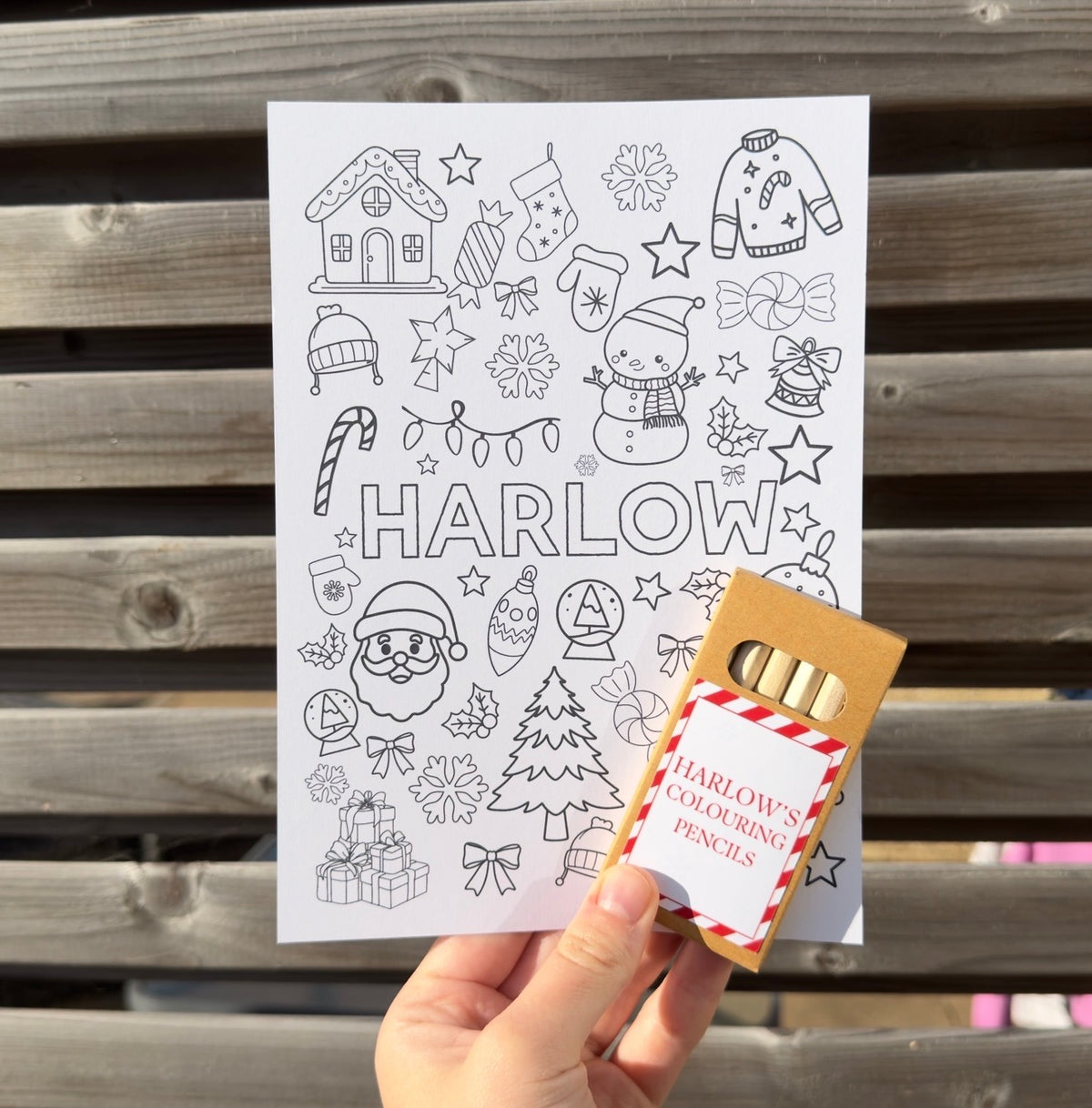 Single Personalised Christmas colouring sheet