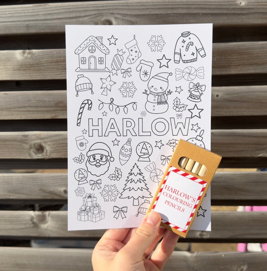 Single Personalised Christmas colouring sheet