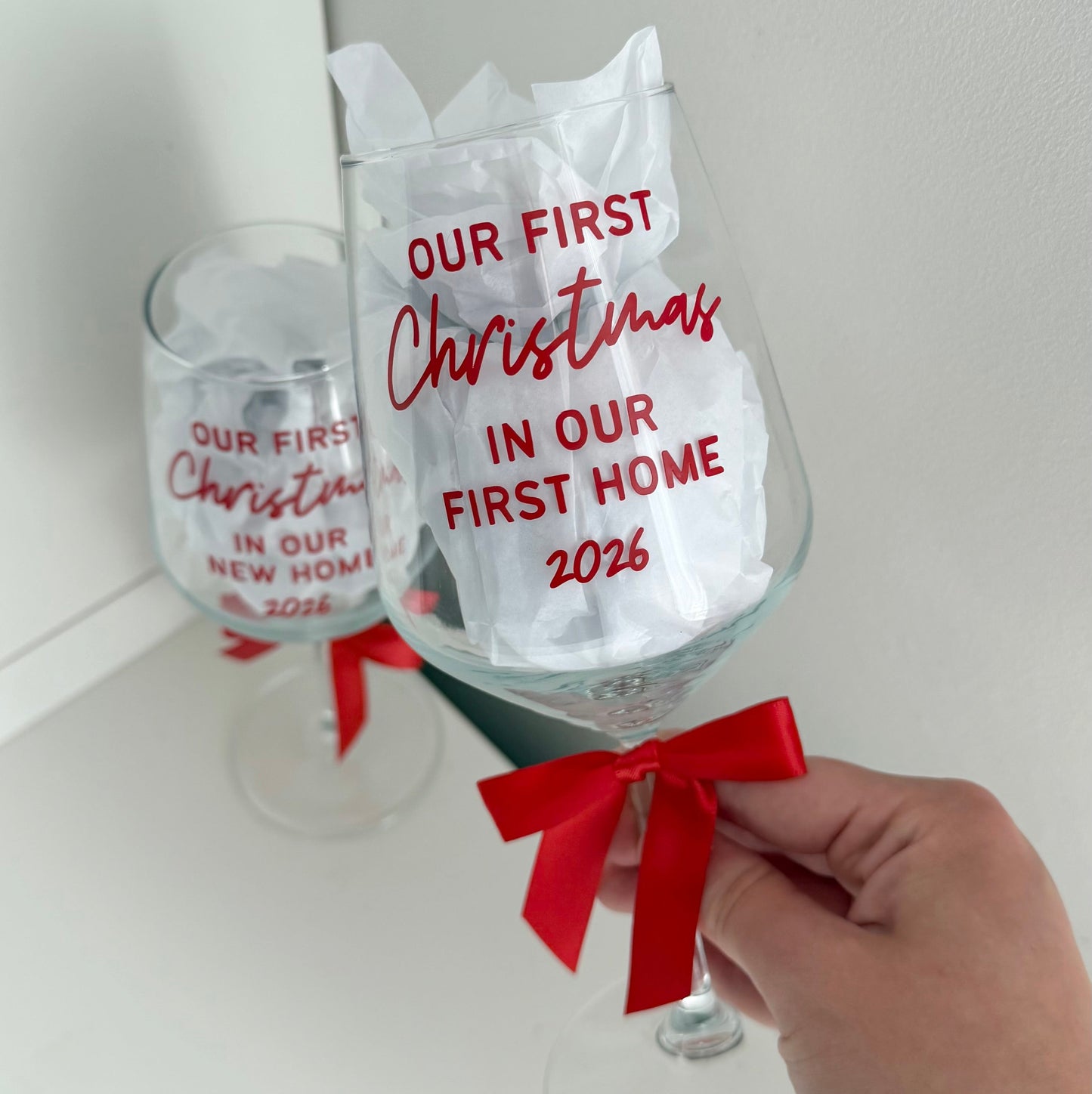 Our first Christmas in our… Wine glass