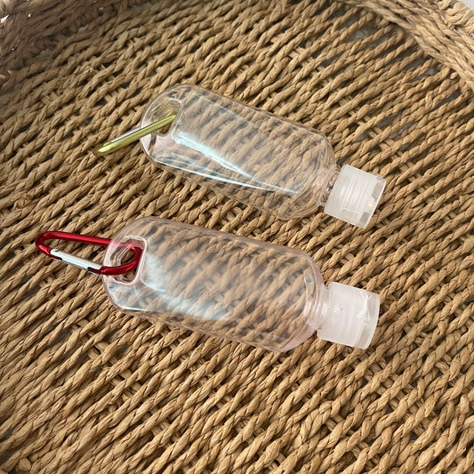 Hand sanitizer bottle with clip