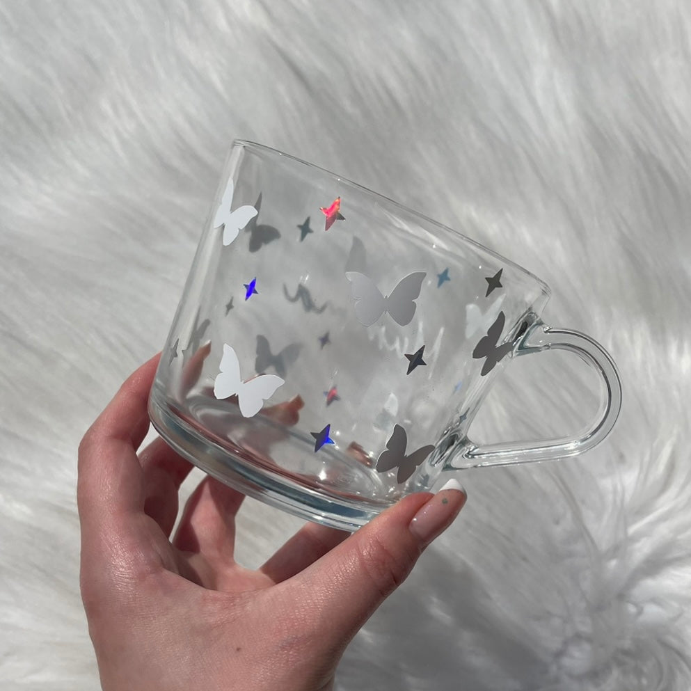 White butterfly mug