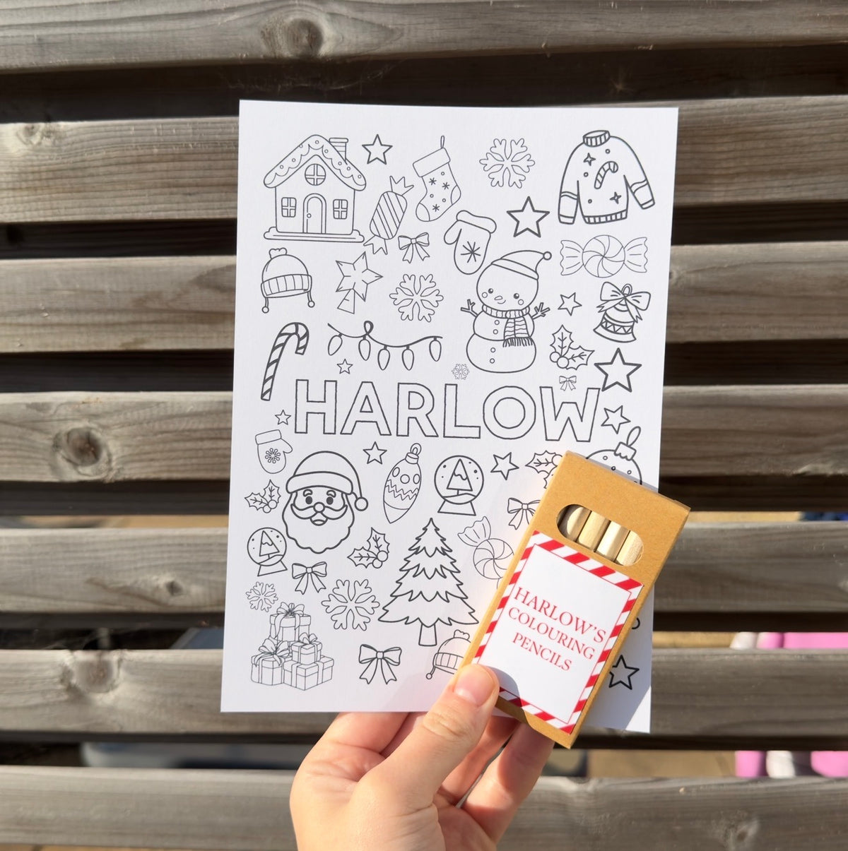 Single Personalised Christmas colouring sheet