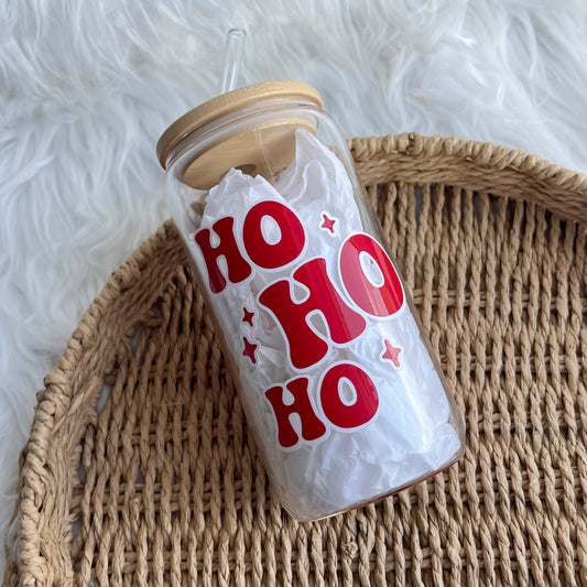 Ho Ho Ho bamboo lid Can Glass
