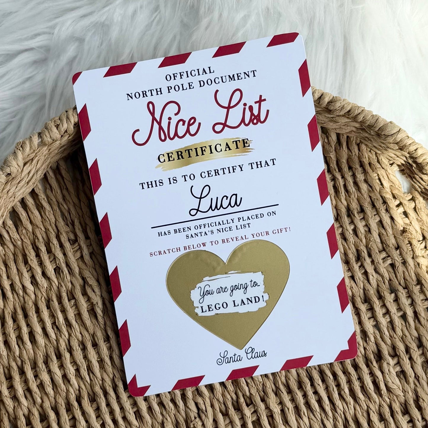 Nice list gift scratch card
