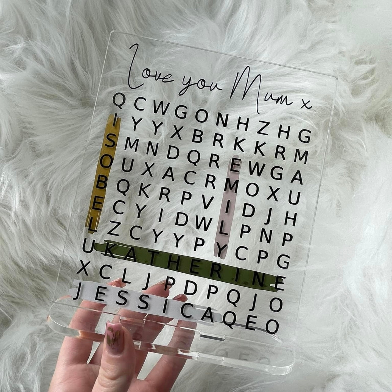 Word search acrylic plaque