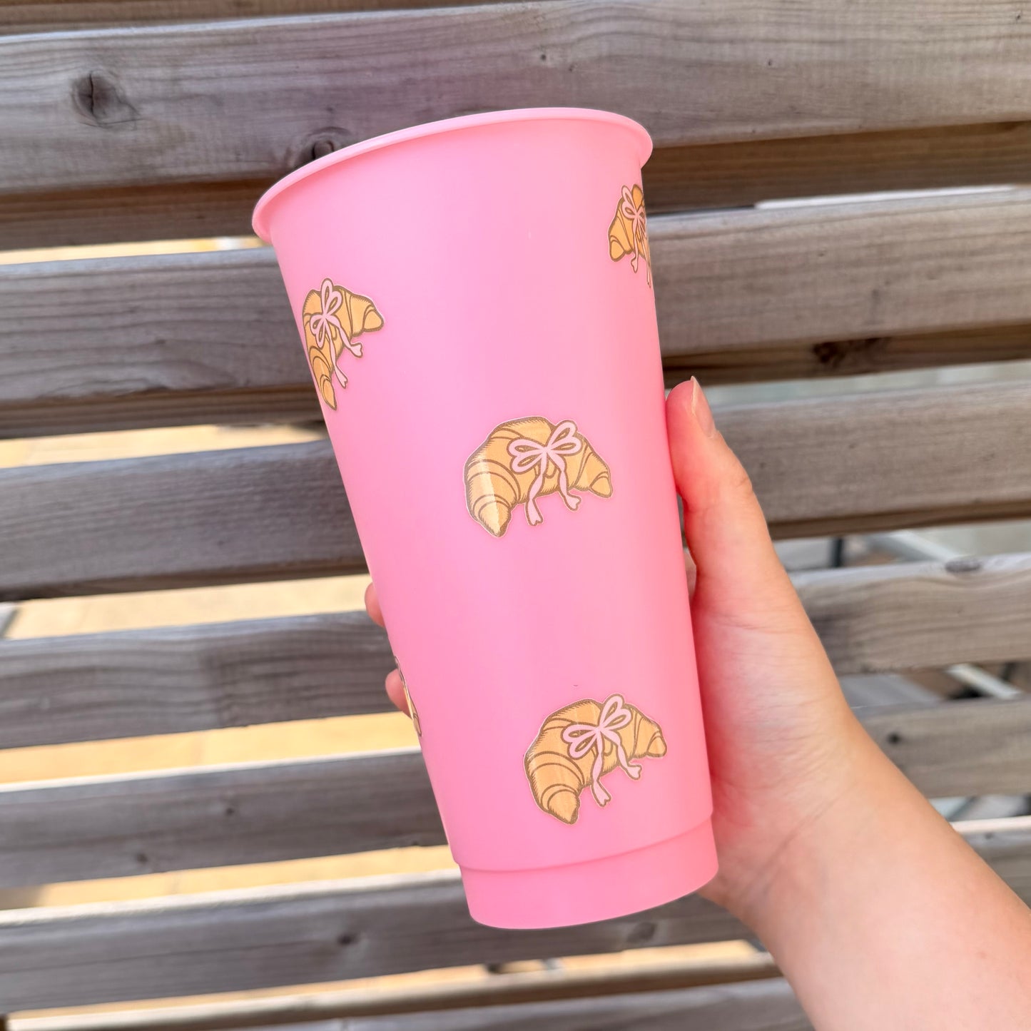 Croissants with bows, 24oz cold cup (comes with lid & straw)