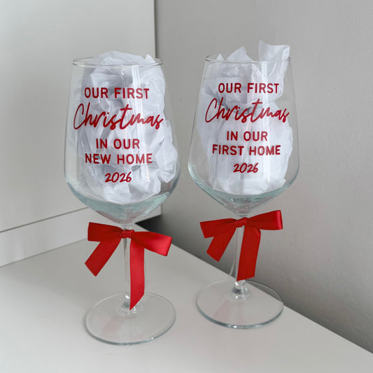 Our first Christmas in our… Wine glass