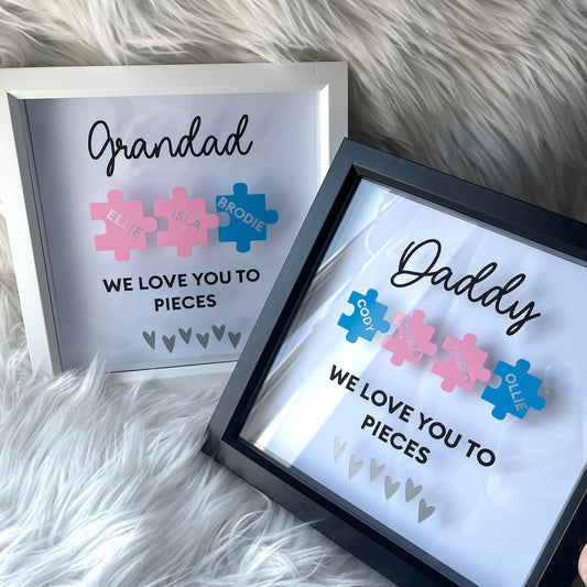 We love you to pieces, puzzle piece frame