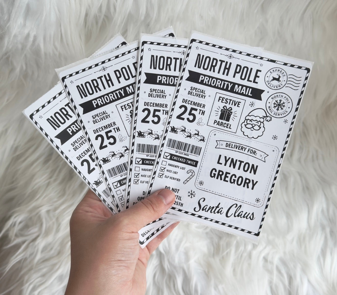 North Pole , priority mail - present label x10