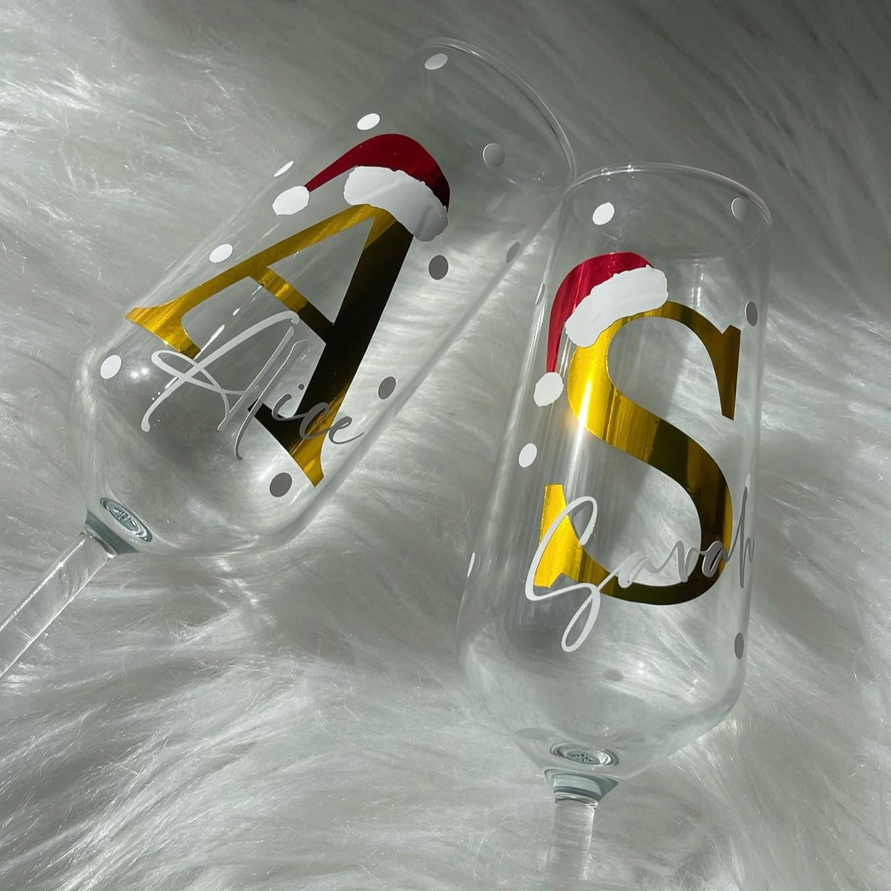 Christmas hat initial glass