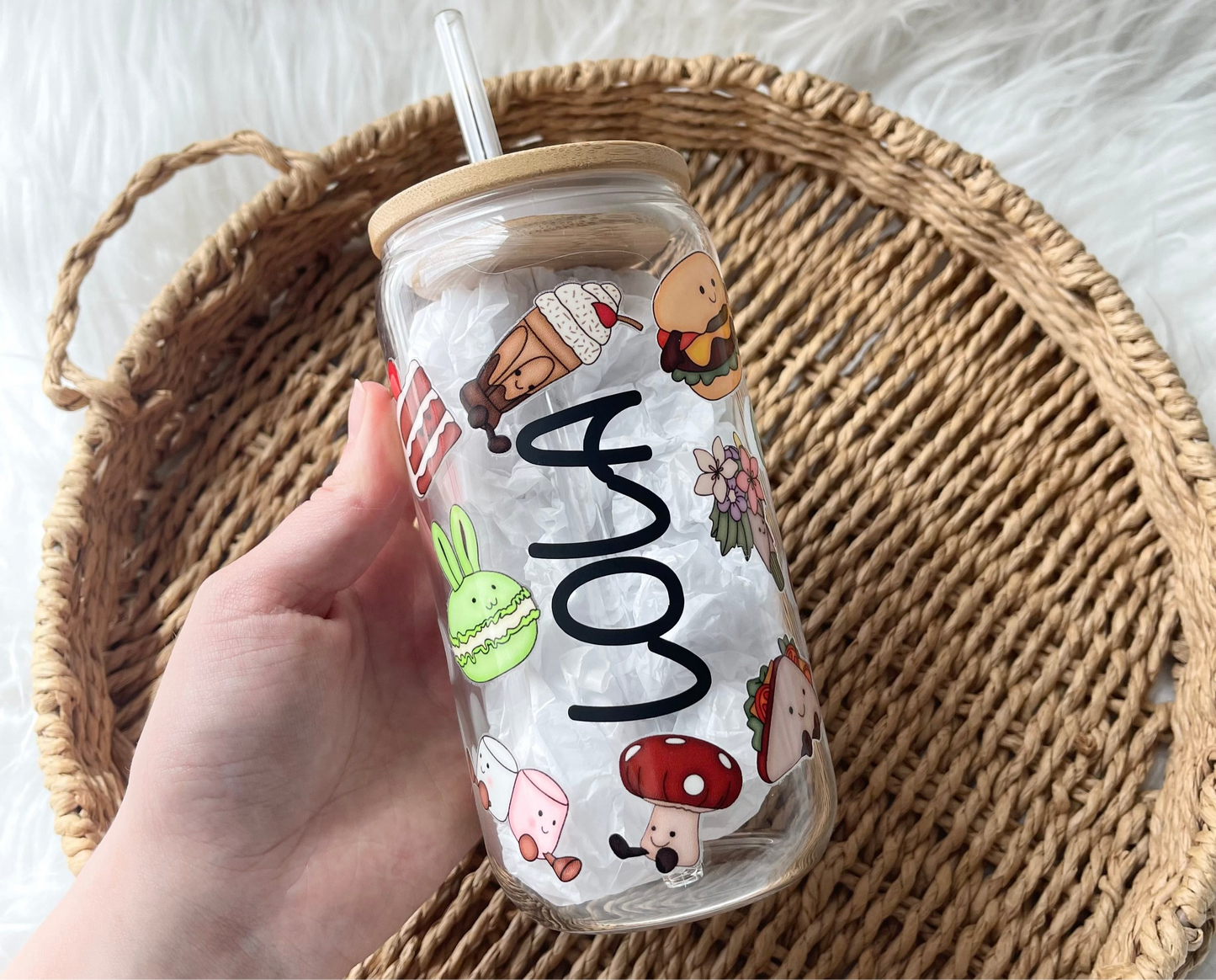 Jelly cat inspired can glass