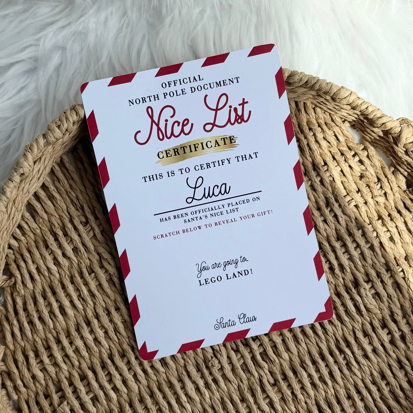 Nice list gift scratch card