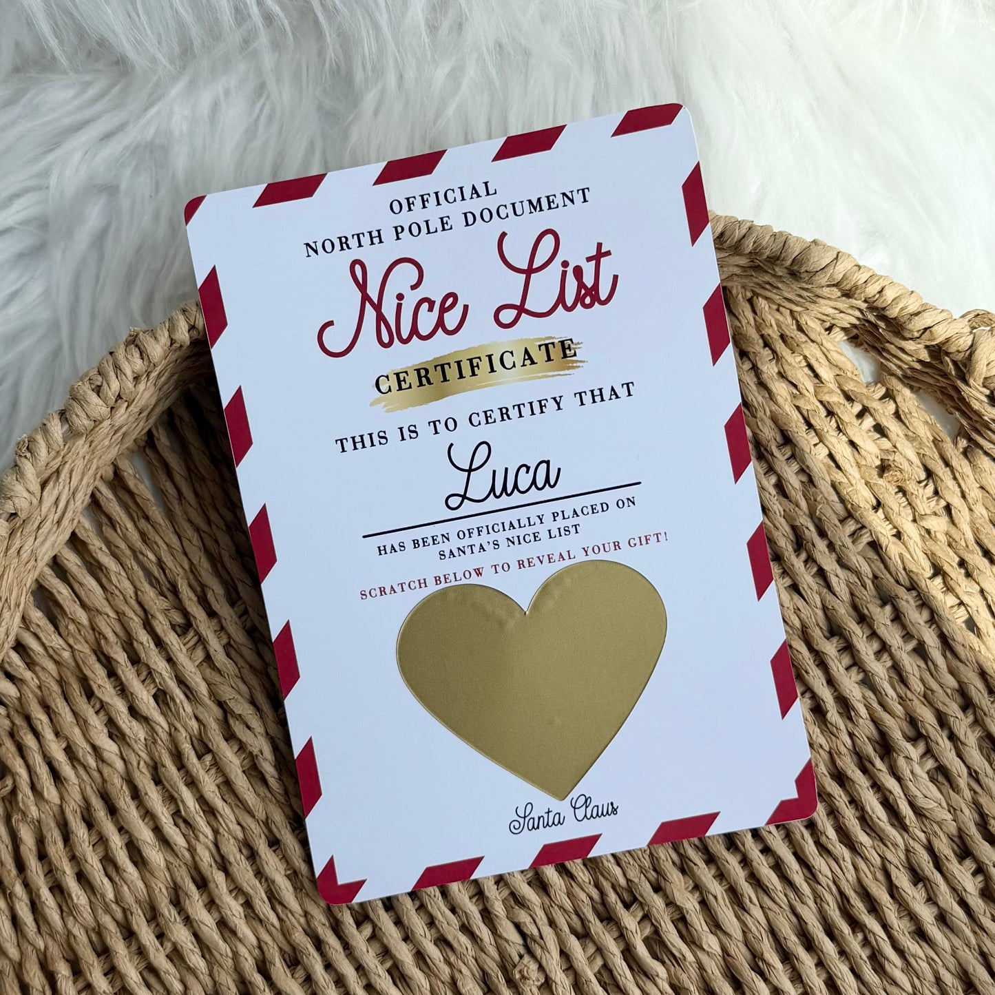 Nice list gift scratch card