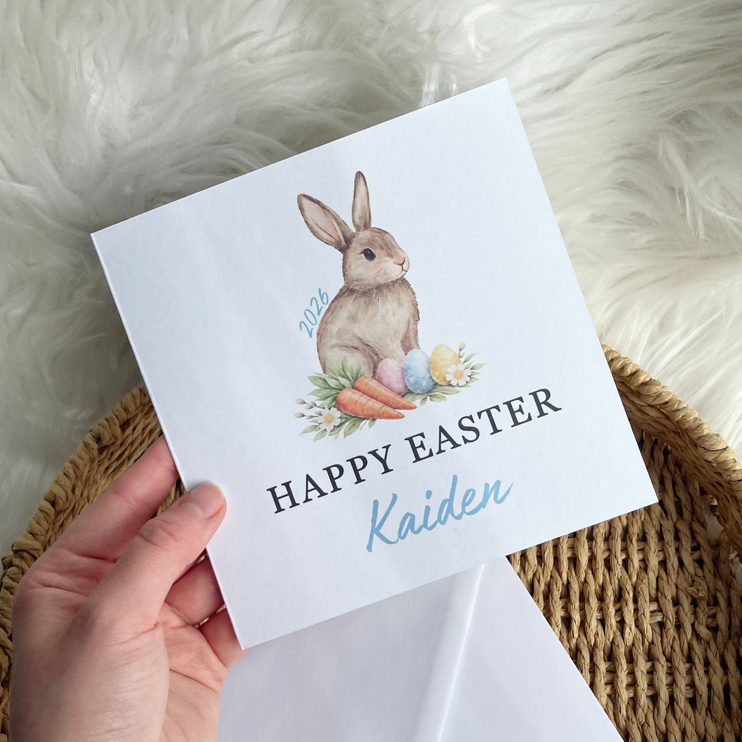 Easter Bunny - 6” Card (Other font colour options available )