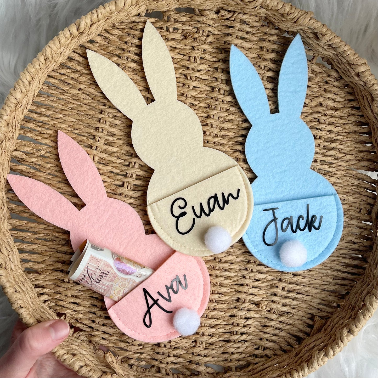 felt bunnies - Cutlery holders / money holders / sweet holder