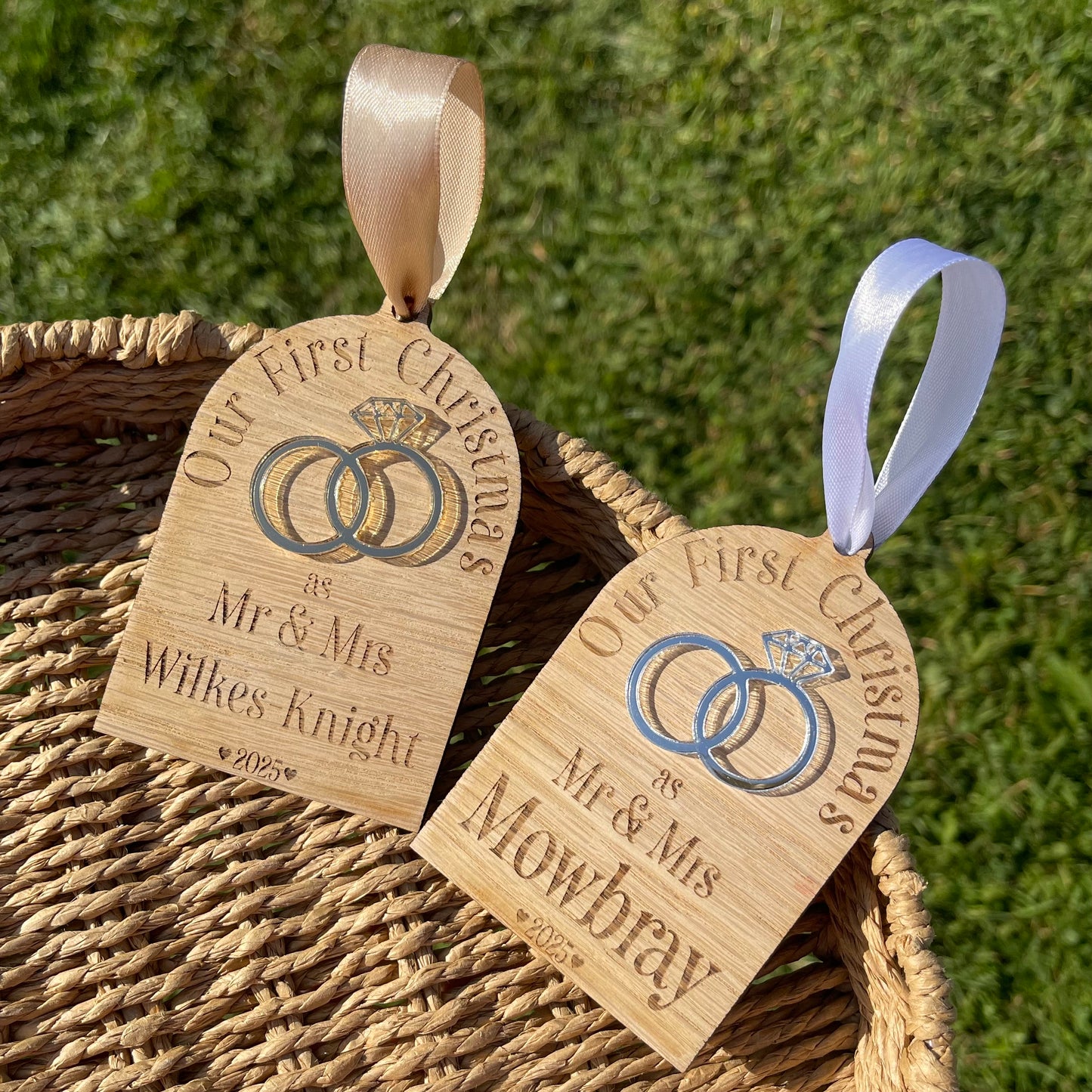 First Christmas married - engraved tree decoration